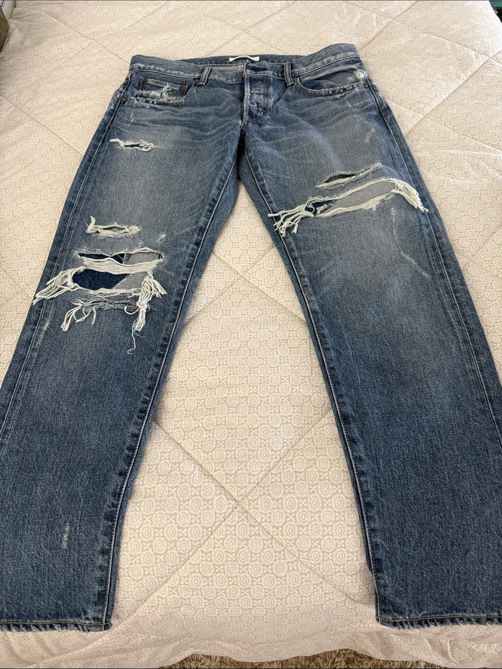 Moussy Distressed Blue Denim Jeans
